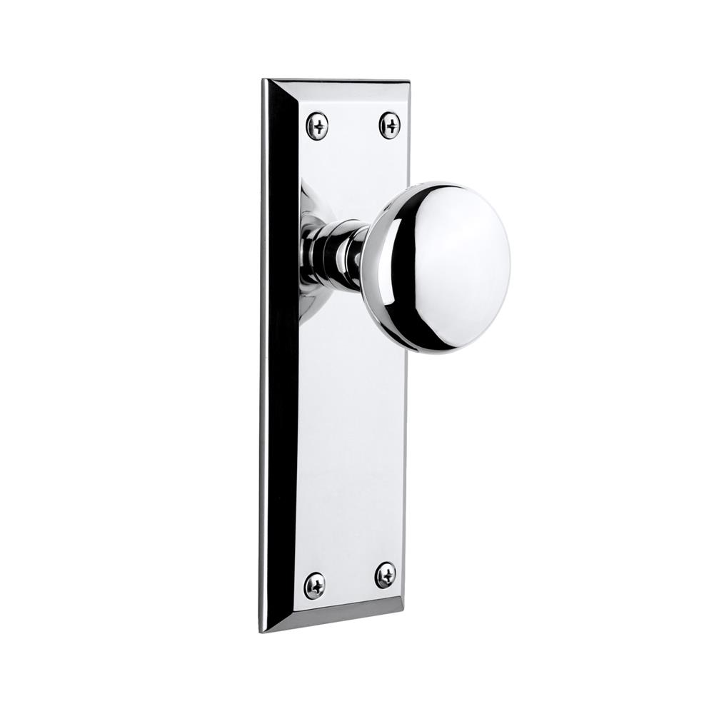 Grandeur by Nostalgic Warehouse FAVFAV Double Dummy Knob - Fifth Avenue Plate with Fifth Avenue Knob in Bright Chrome
